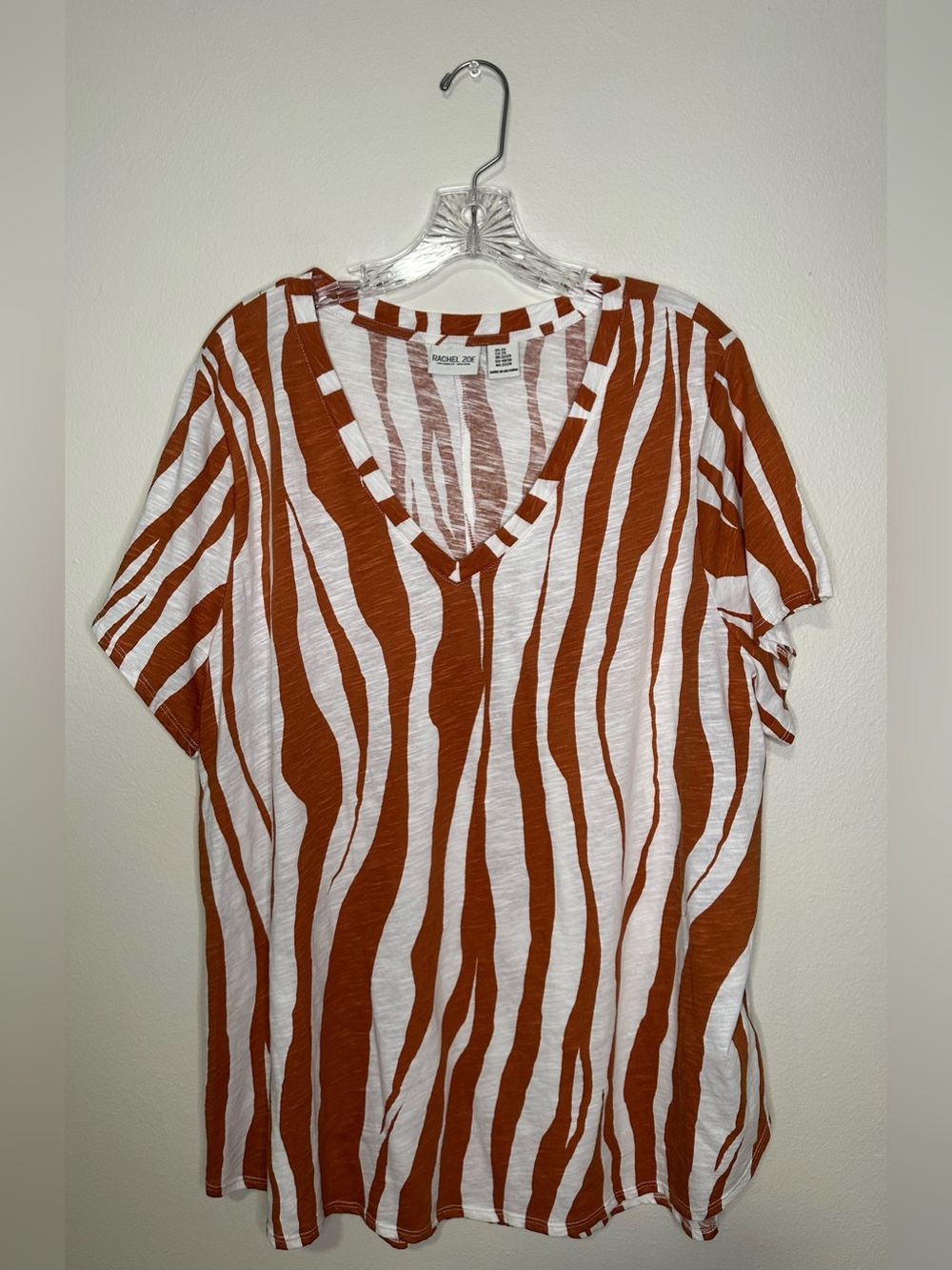 Fun  rust stripe top for casual/dress. Quality Rachel Zoe top in 2x size